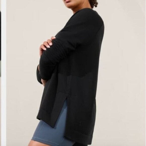 NEW Athleta Coaster Luxe Sweatshirt Sz L Black Stretch Crewneck Modal Ultra Soft - Picture 3 of 11